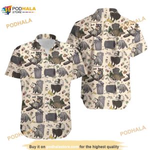 Shunk Racoon Opossum Hawaiian Shirt, Trash Panda Hawaii Shirt