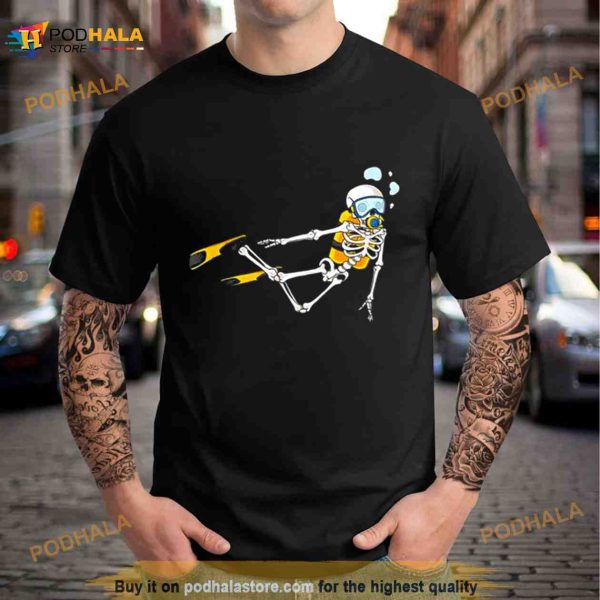 Skeleton Scuba Diver Scuba Diving Underwater Ocean Shirt