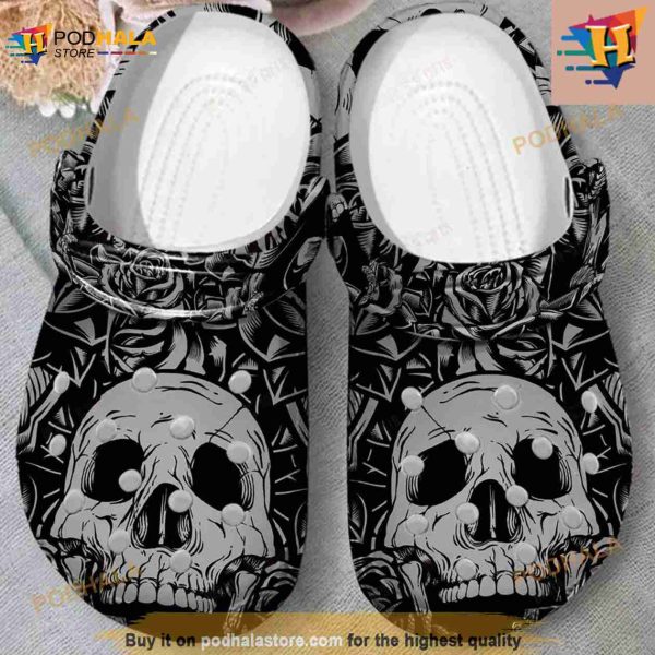 Skull And Rose Classic Crocs Clog Shoes