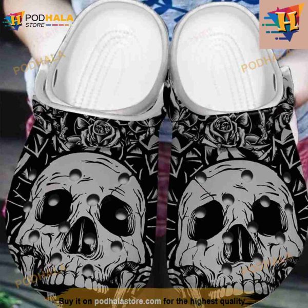 Skull And Rose Classic Crocs Clog Shoes
