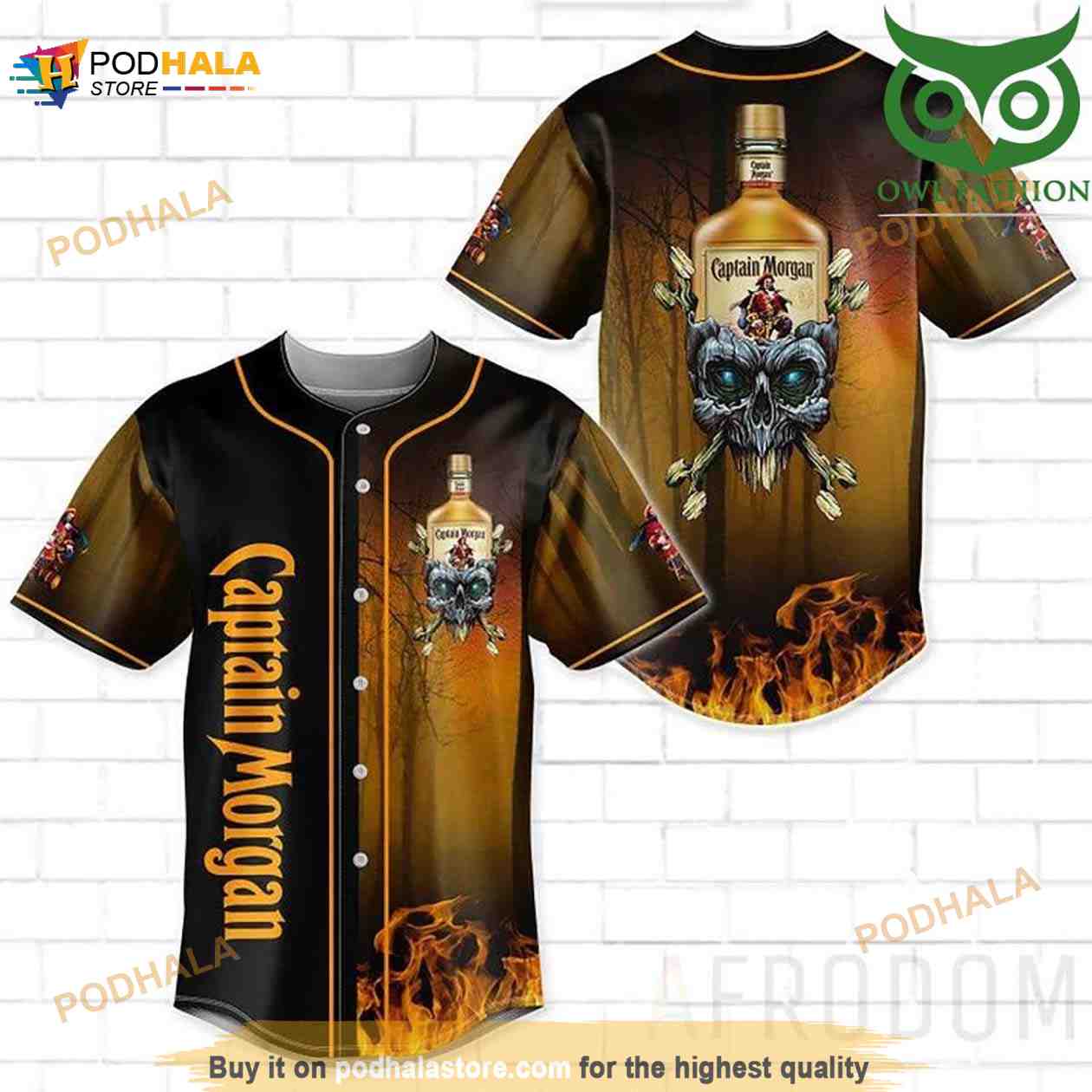 Skull Fire Captain Morgan 3D Baseball Jersey - Bring Your Ideas, Thoughts  And Imaginations Into Reality Today