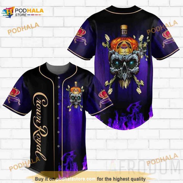 Skull With Crown Royal 3D Baseball Jersey Shirt