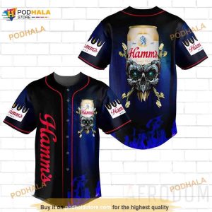 Skull With Hamm's Beer 3D Baseball Jersey Shirt