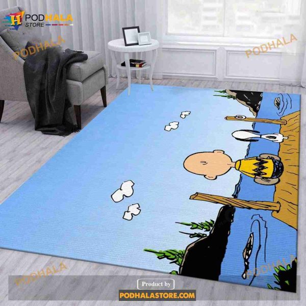 Snoopy And Charlie Brown Area Rug Bedroom Rug Family Gift Us Decor