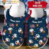 Snoopy Astronaut Usa Flag Puzzle Pieces Custom Name Crocs