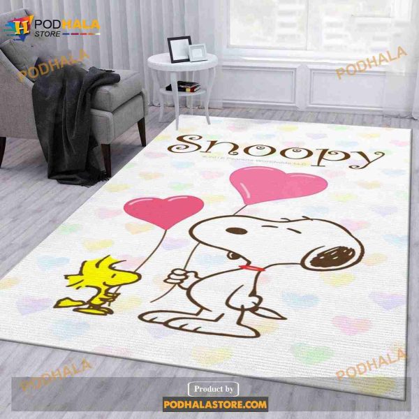 Snoopy Love Area Rug For Christmas Bedroom Rug- Indoor Outdoor Rugs