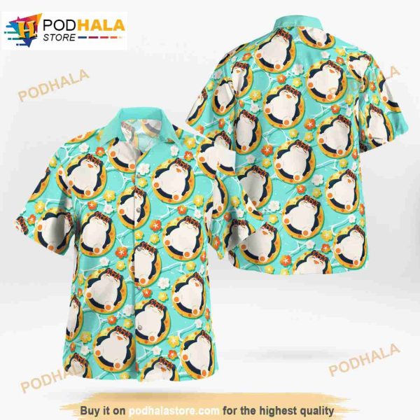 Snorlax On Vacation Beach Pokemon 3D Funny Hawaiian Shirt