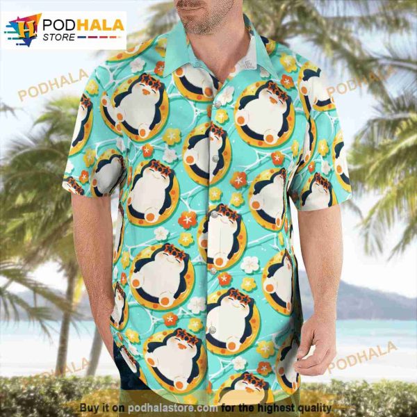 Snorlax On Vacation Beach Pokemon 3D Funny Hawaiian Shirt