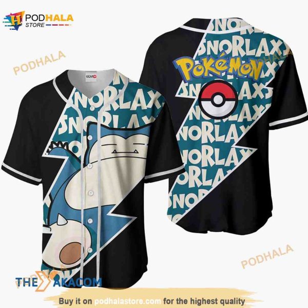 Snorlax Pokemon Anime 3D Baseball Jersey Shirt