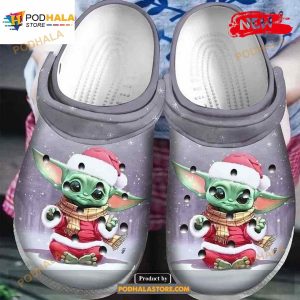 So Cute Baby Yoda Santa Claus Under Snowy Merry Christmas Crocs Classic Clog Shoes