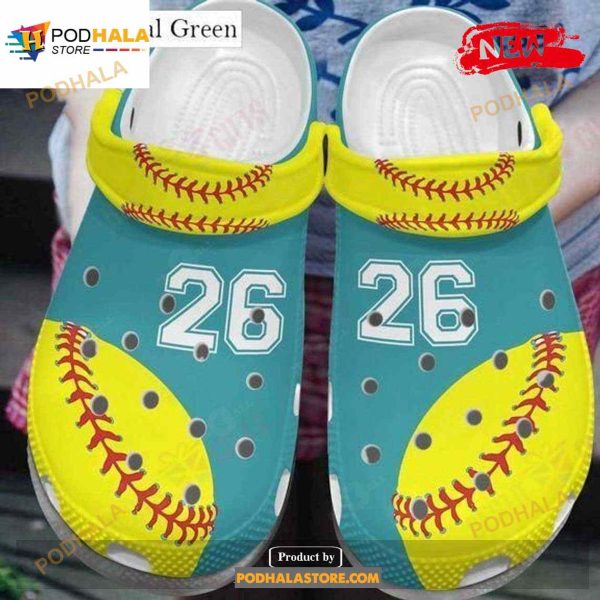 Softball Classic Whitesole Softball Player Number For Unisex Crocs Clog Shoes