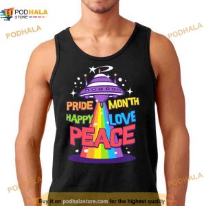 Space Rainbow Retro Pride Month Happy Love Peace Shirt