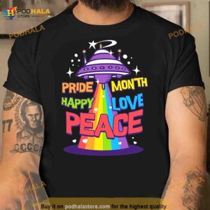 Space Rainbow Retro Pride Month Happy Love Peace Shirt 2