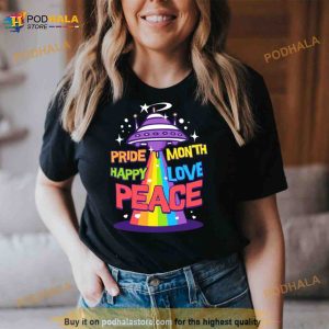 Space Rainbow Retro Pride Month Happy Love Peace Shirt 3
