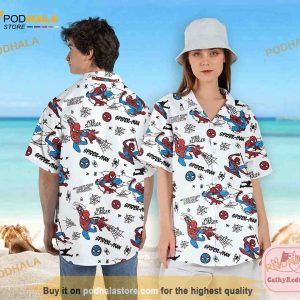 Spiderman Hawaiian Shirt, Spiderman Button Up Shirt, Spider Man Hawaiian