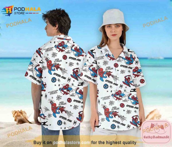 Spiderman Hawaiian Shirt, Spiderman Button Up Shirt, Spider Man Hawaiian