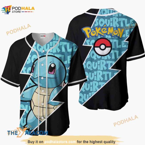 Squirtle Pokemon Anime 3D Baseball Jersey Shirt