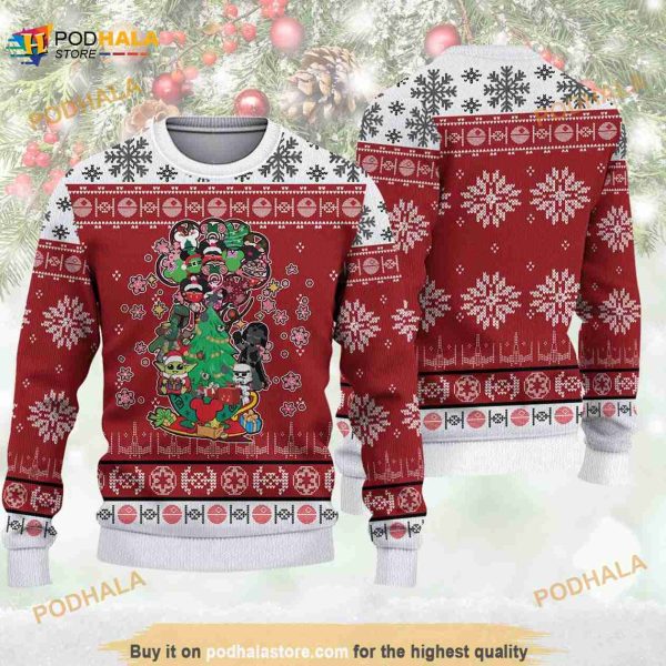 Star Chibi Wars Movie Pine Tree Knitted Ugly 3D Sweater
