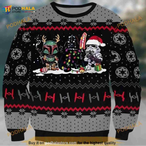 Star War Ugly Knitted Christmas Sweatshirt, Xmas 3D Sweater
