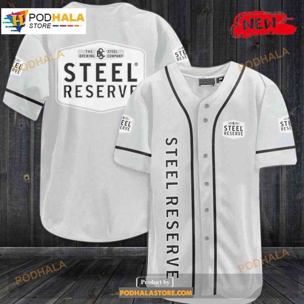 Steel Reserve All Over Print Light Gray Baseball Jersey