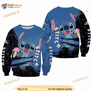 Stitch Blue Black Pattern Stripes Disney 3D Sweater
