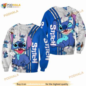 Stitch Blue Comic Book Patterns Disney 3D Sweater