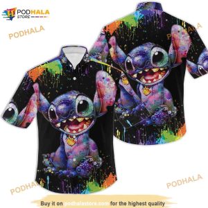 Stitch Disney Hawaiian Shirt, Stitch LGBT Summer Vacation Tropical Flower Aloha Shirt