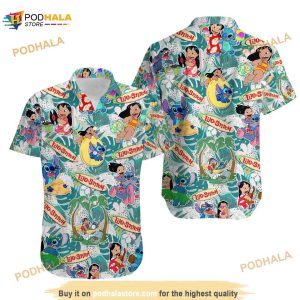 Stitch Disney Hawaiian Shirt, Summer Tropical Print Vacation Button Down Shirt