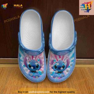 Stitch Floral Heart Patterns Blue Pink Graphic Cartoon Unisex Crocs Clogs