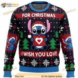 Stitch For Christmas I Wish You Love Ugly Sweater Christmas, Christmas 3D Sweater