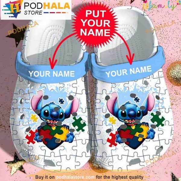 Stitch Puzzle Pieces Custom Name 3D Crocs, Funny Crocs