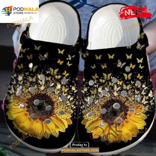 Storm Butterfly With Sunflower For Unisex Crocs Clog Shoes