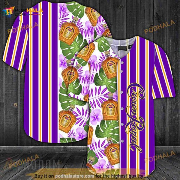 Striped Tropical Hawaii Crown Royal 3D Baseball Jersey Shirt