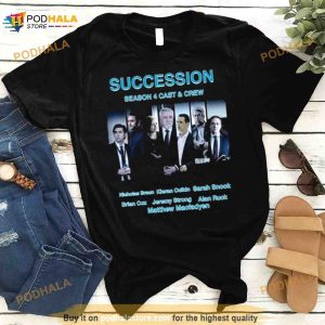 Succession Season 4 Cast & Crew Nicholas Braun Kieran Culkin Sarah Snook Shirt