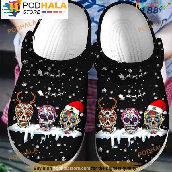 Sugar Skull Christmas 3D Crocs, Funny Crocs