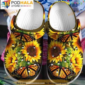 Sunflower And Butterfly 3D Crocs, Funny Crocs