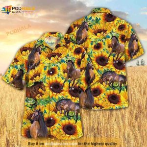 Sunflower Horse Hawaiian Shirt, Gifts For Horse Lovers
