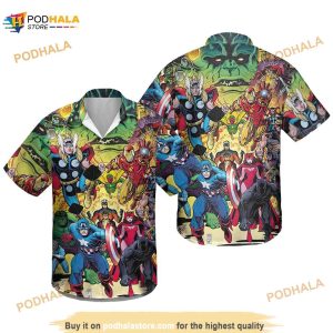 Superhero Marvel Hawaiian Shirt, Superhero Button-down Shirt For Fans