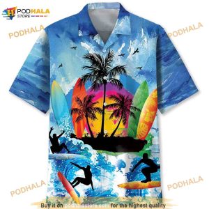 Surfing Ocean Hawaiian Shirt, Amazing Surfing Hawaii Shirt