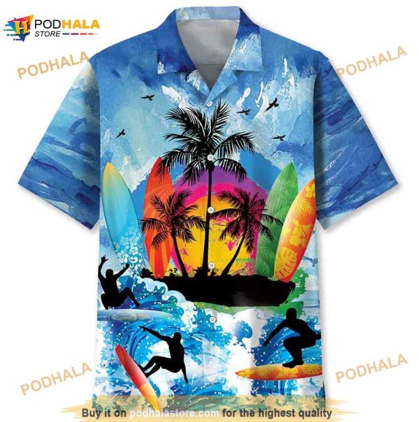 Surfing Ocean Hawaiian Shirt, Amazing Surfing Hawaii Shirt