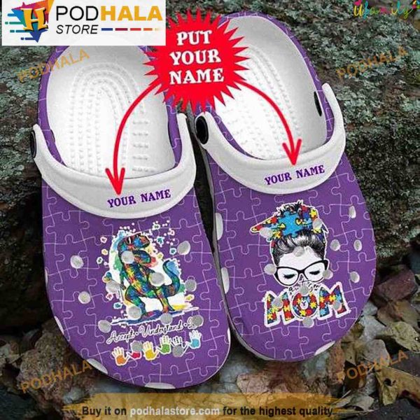 T Rex Puzzle Pieces Custom Name 3D Crocs, Funny Crocs
