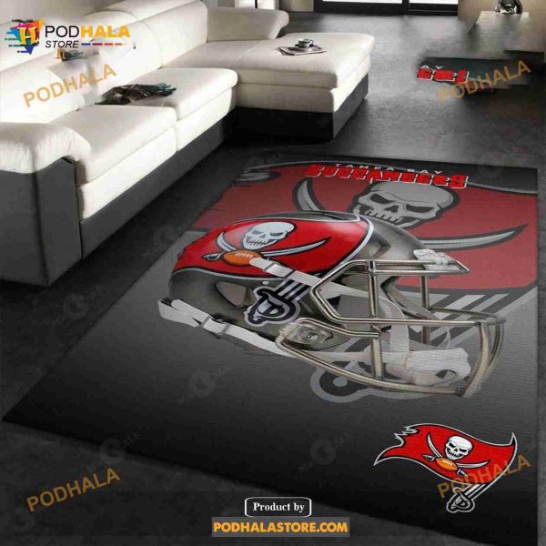 Tampa Bay Buccaneers NFL Team Logo Helmet Rug Room Carpet Custom Area Floor Home Decor