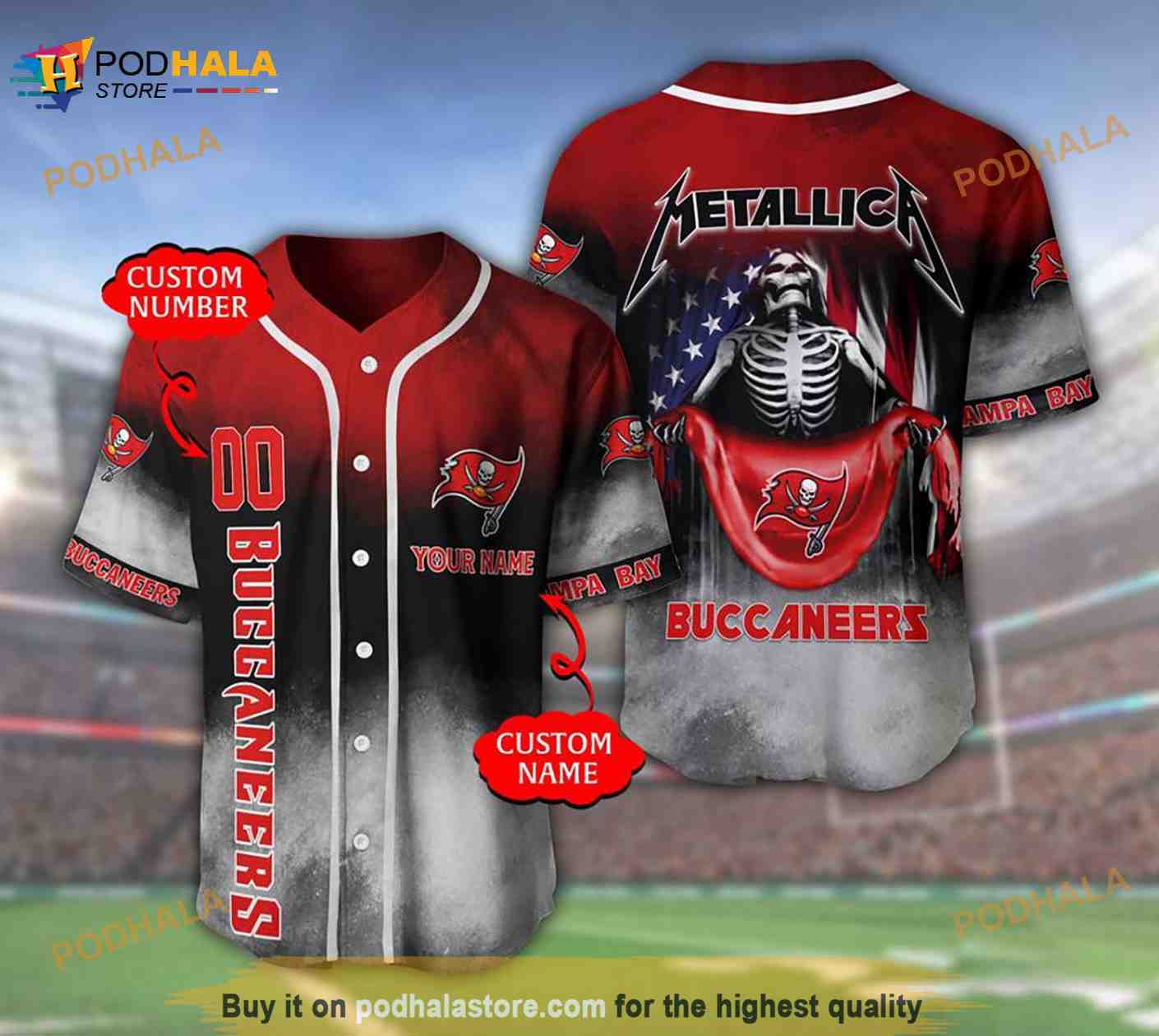 Tampa Bay Buccaneers Personalized Name Number Metallica 3D
