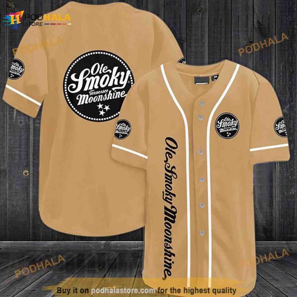 Tan Ole Smoky Moonshine 3D Baseball Jersey Shirt