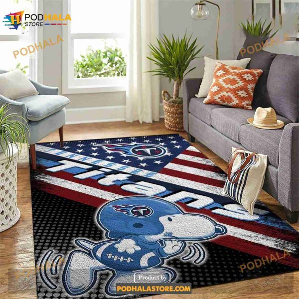 Tennessee Titans NFL Team Logo Snoopy Us Style Nice Gift Home Decor Rectangle Area Rug