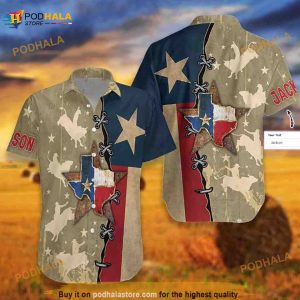 Texas Flag & Rodeo Texas Custom Name Aloha Hawaiian Shirt, Gifts For Texas Lovers
