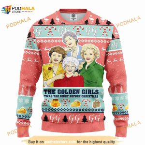 The Golden Girls Twas The Night Before Christmas 3D Ugly Sweater