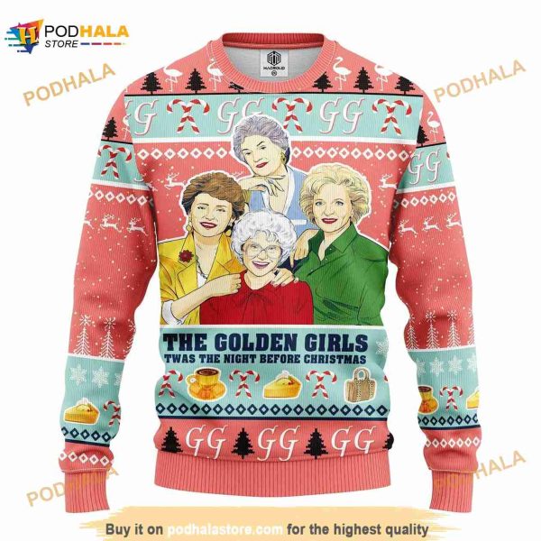 The Golden Girls Twas The Night Before Christmas 3D Ugly Sweater