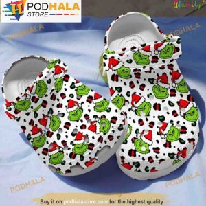 The Grinch Santa Leopard Christmas 3D Crocs, Funny Crocs