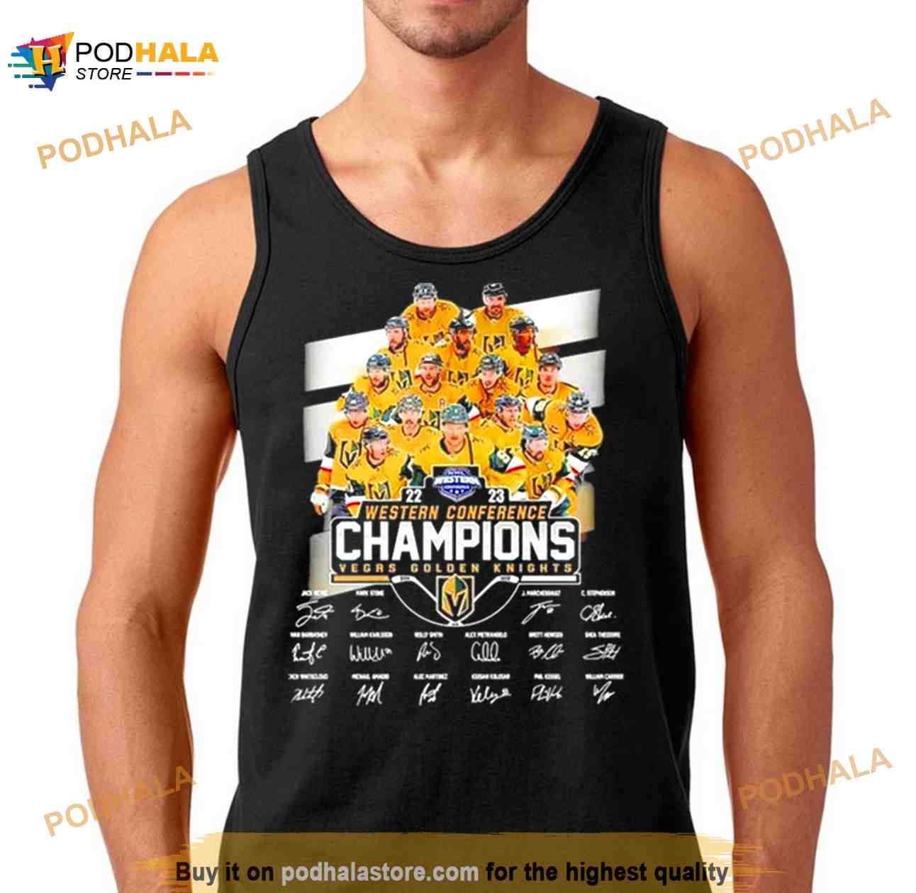 The Vegas Golden Knights Team 2023 Western Conference Champions Signatures Shirt The Vegas Golden Knights Team 2023 Western Conference Champions Signatures Shirt